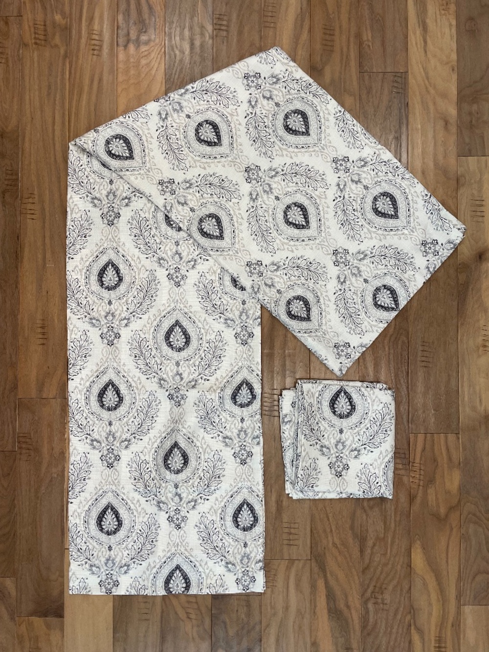 Set of 2 Light-Filtering "Charcoal Arabesque" Curtain Panels